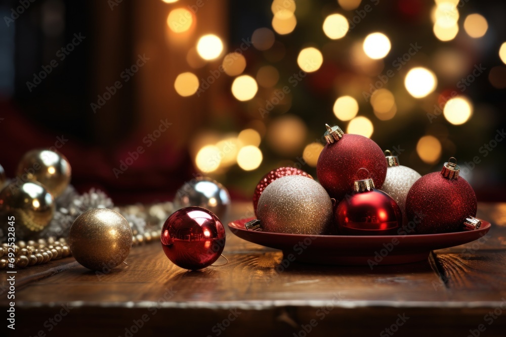 christmas decoration on red background christmas decoration on red background