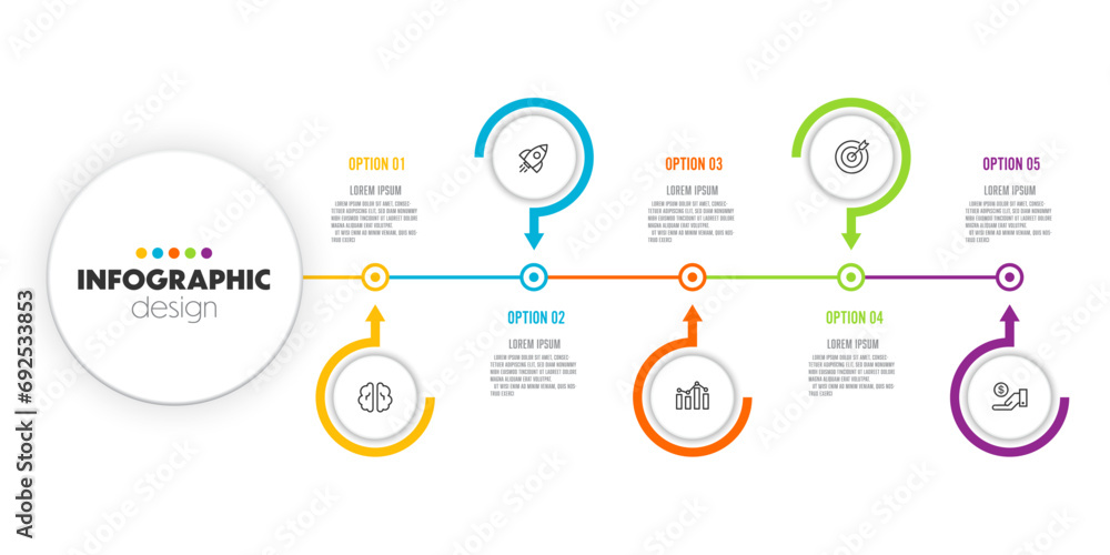 Fototapeta premium Vector business data visualization, process diagram graph with 4 options. Business template timeline for presentation, creative ideas for infographics.
