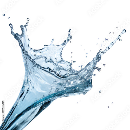 Flying Water splash close up isolate transparent white background