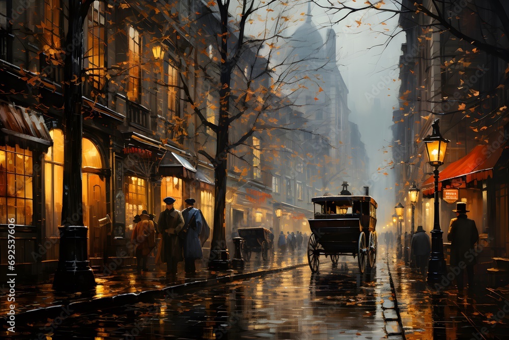 Paris street in rainy day. Paris is the capital and most populous city of France.