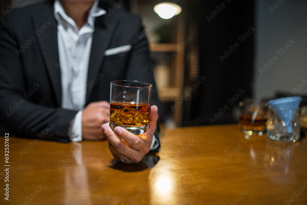 Businessmen in suits drinking  Celebrate whiskey