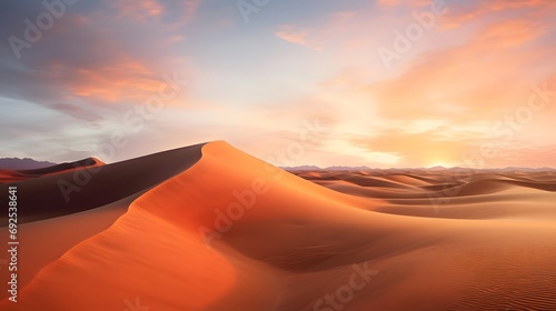 Panoramic view of sand dunes in Sahara desert, Morocco