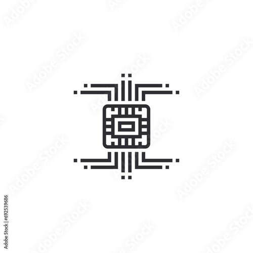 Artificial intelligence  cpu  electronic circuit icon for web app simple line design