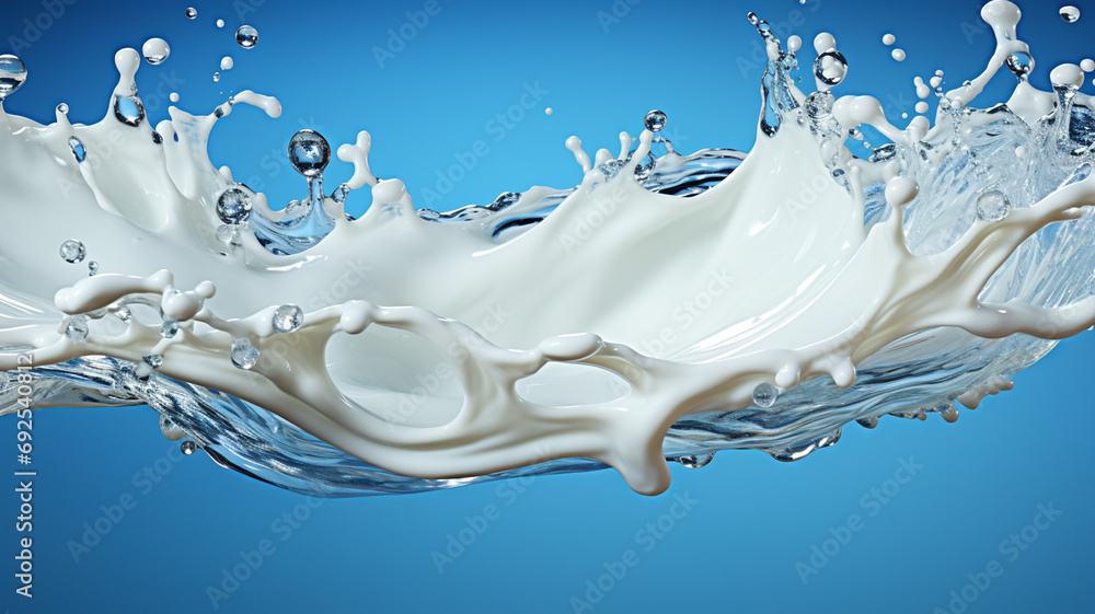 Sprinkle of white liquid on a blue background Sprinkle of white liquid on a blue background