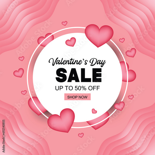 Valentine's day sale in paper style background