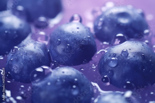 Splashed Blueberry juice on muted purple background, Summer drink