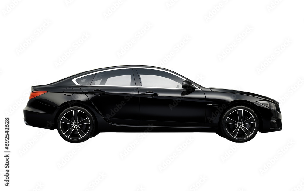 Sleek Lines Black Cars Profile on a White or Clear Surface PNG Transparent Background