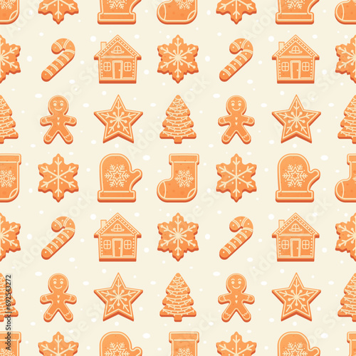 Christmas gingerbread cookies seamless surface pattern 