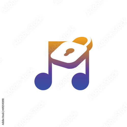 modern and elegant not music padlock logo