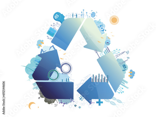 Technology community A003 with cycling icon show the different category of technology vector illustration graphic EPS 10