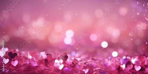 Enjoy a vibrant Valentine's Day with a shimmering pink glitter background adorned with defocused abstract lights © Nattadesh