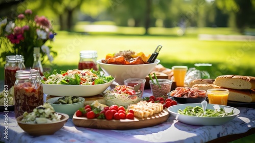 fruit park picnic food illustration cheese crackers, chips grilled, kebabs burgers fruit park picnic food