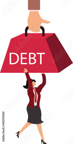 Debt Businesswoman, under the Debt