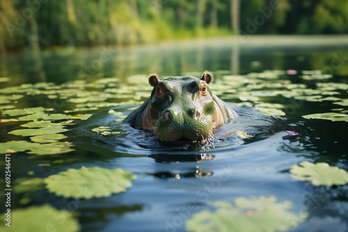 Hippopotamus - Rich range and green abstract shapes in a rounded form. © Oleksandr