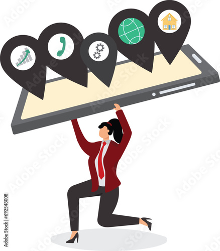 Businesswoman Information overload, Addict, Addiction, Brainstorming, Brand Name Smart Phone