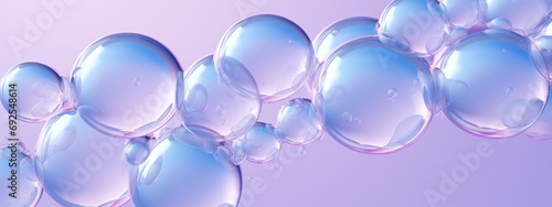 Generative AI, abstract pastel pink blue purple background with iridescent magical air bubbles, wallpaper with glass balls or water drops 