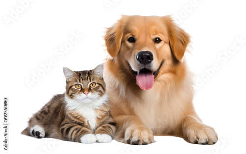 Joyful Duo Happy Cat Jovial Dog on a White or Clear Surface PNG Transparent Background