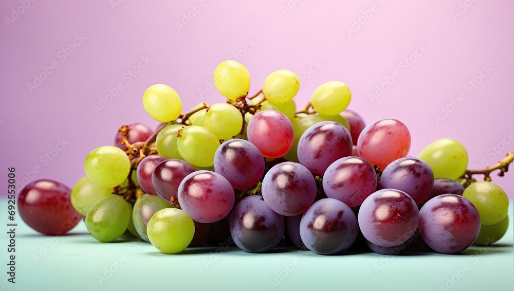 grapes fruit position pastel background Generative AI