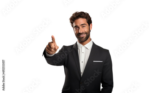 Happy Real Businessman Success Unfolded on a White or Clear Surface PNG Transparent Background