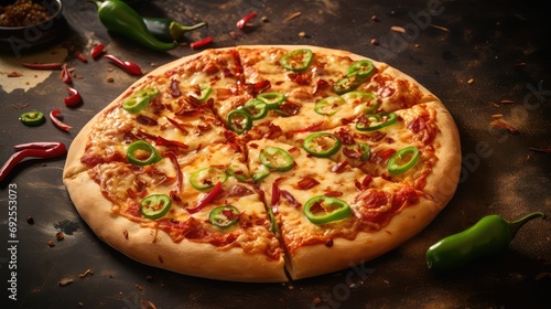 cheese pepper pizza food illustration crust sauce, toppings delivery, slice spicy cheese pepper pizza food photo