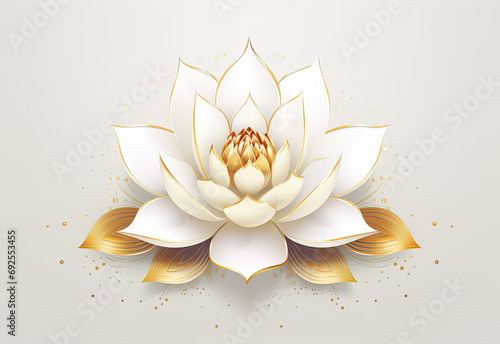 a gold lotus flower icon vector on a white background photo