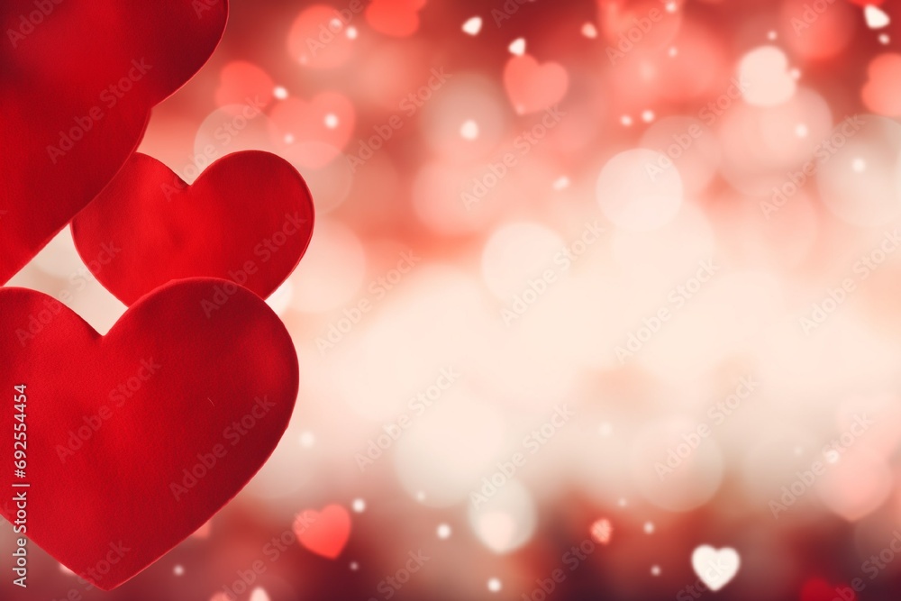 Happy Valentine's Day Celebration, Space For Text Over Red Duotone Bokeh Lights Background