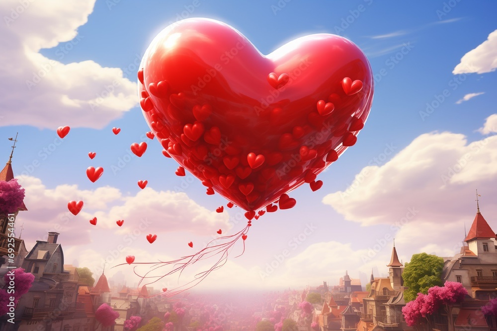 Fototapeta premium Happy Valentine's Day Celebration, Space For Text Over Red Duotone Bokeh Lights Background