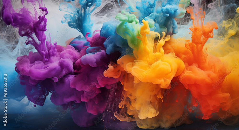 Abstract background of colorful ink vapor in the style of vibrant