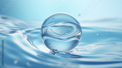 Close-Up of Clear Cosmetic Moisturizer Bubble on Water Surface - Beauty and Skincare Product Detail for Freshness and Hydration in Wellness Routine.