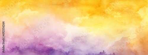 Watercolor art background. Old paper. Yellow and purple texture for cards, flyers, poster, banner. 