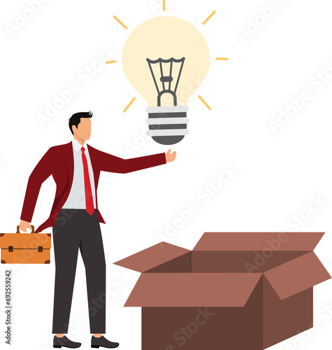 Think outside the box Businessman, Innovation, Inside Of, Inspiration, Intelligence, Isometric Projection