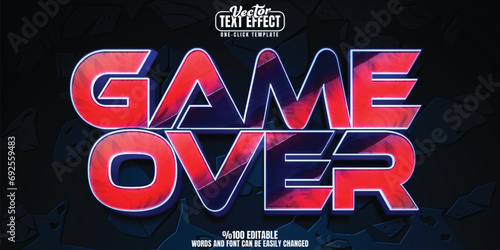 Game over editable text effect, customizable play and arcade 3D font style