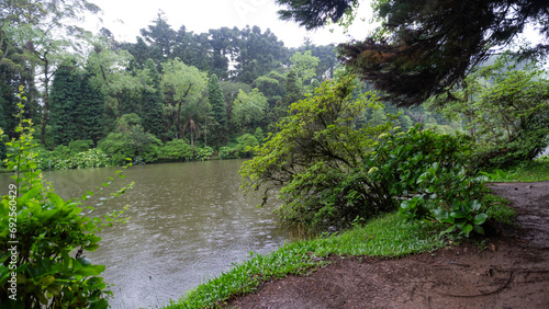 Lago Negro em dia de chuva na cidade de Gramado em Rio Grando do Sul - Brasil photo