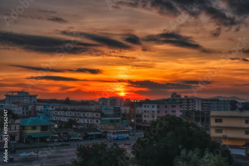 Beautiful colorful sunrise scene background. © Pornprasit Panada