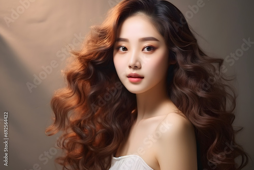 Portrait of asian woman with beautiful hair.