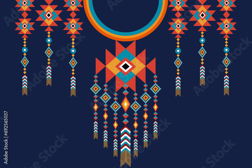 neckline with colorful ornaments