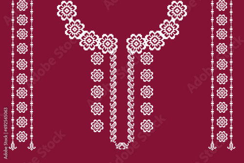 neckline patterns with white flowers