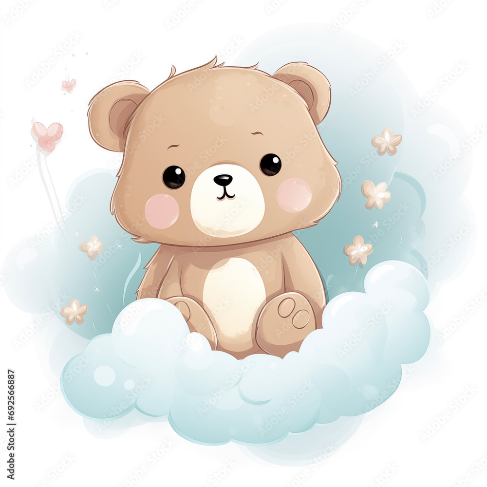 Obraz premium Bear is sitting on cloud