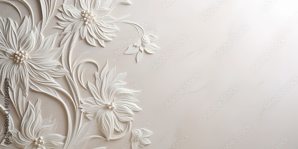 white floral textured wallpaper, generative ai - obrazy, fototapety, plakaty 