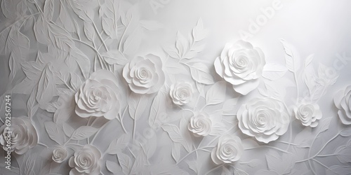 white floral textured wallpaper, generative ai