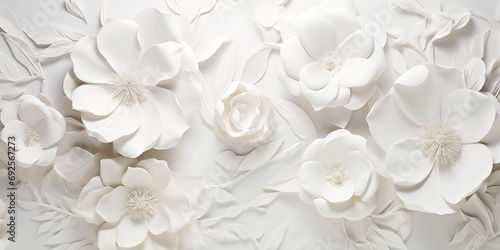 white floral textured wallpaper, generative ai © Poulami