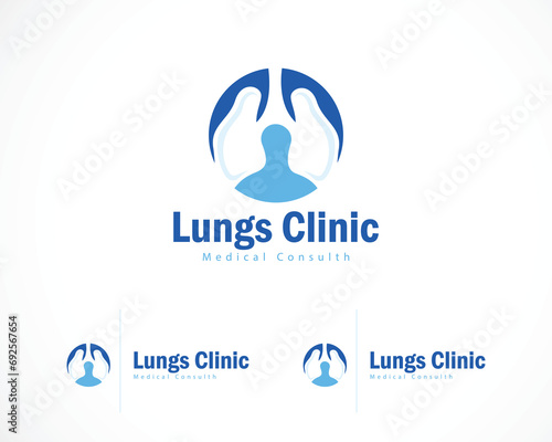 lungs clinic logo creative design concept people medical clinic solution