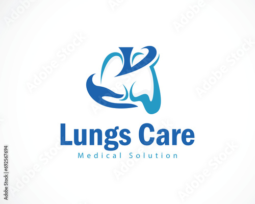 lungs care logo creative health design concept hand ,medical clinic solution