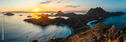 Landscape view at Padar island in Komodo islands, Flores, Indonesia. photo