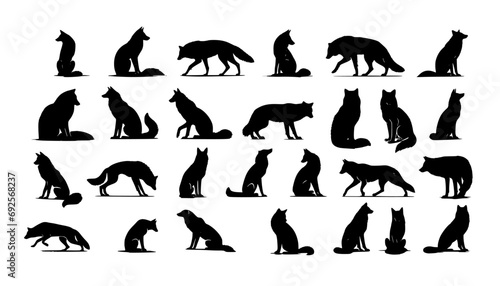 Silhouettes de loups dans diverses positions photo