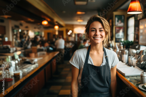 Portrait of a waitress in a traditional diner.