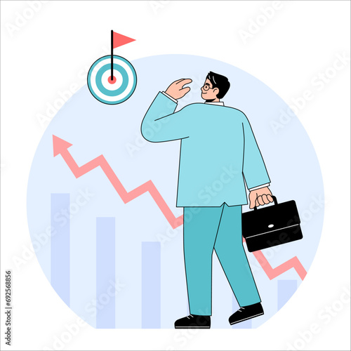 Businessman Looking at Goal Target