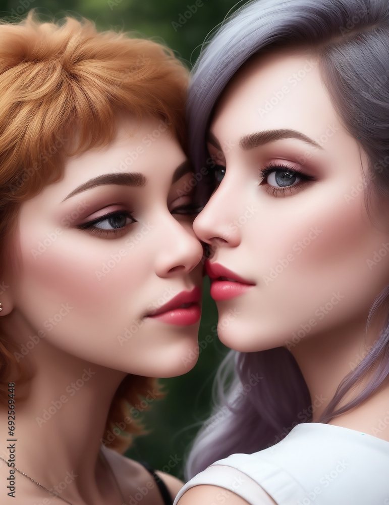 Lesbian couple hot kissing and hugging Lesbian couple hot kissing and hugging