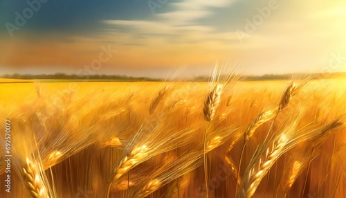 壮大な麦畑のイラスト