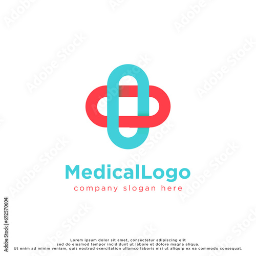 Modern Healthcare Medical Logo. Cross Sign Health Icon. isolated on White Background. Flat Vector Logo Design Template Element.